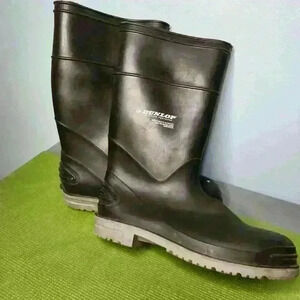 Dunlop Men's Multi Grip Black Rubber Boots Steel Toe & Shank Size 13 USA